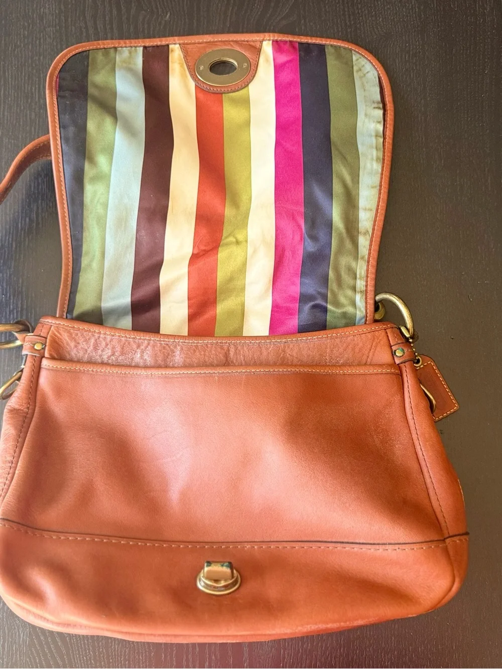 Coach Leather Shoulder Bag in Cognac Brown with Gold Hardware - Picture 5 of 7